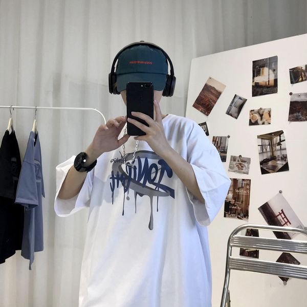 fashion men's t-shirts short brand personality loose t-shirt trend summer super versatile half sve, White;black
fashion men's t-shirts short brand personality loose t-shirt trend summer super versatile half sve, White;black
