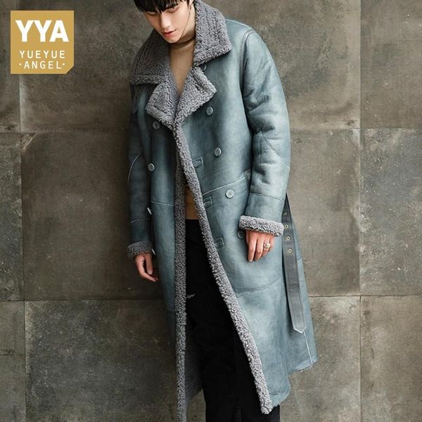 men's leather & faux autumn winter shearling australia wool long coat men brand fashion double breasted loose real fur cashmere overcoa, Black
men's leather & faux autumn winter shearling australia wool long coat men brand fashion double breasted loose real fur cashmere overcoa, Black