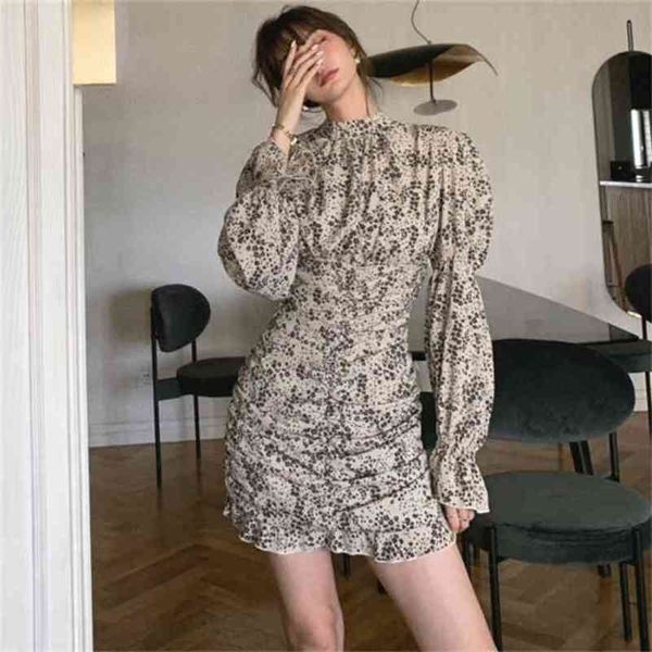 women spring chic fashion chiffon print slim mini dress vintage puff sleeve draped ruffled female dresses mujer 210519, Black;gray
women spring chic fashion chiffon print slim mini dress vintage puff sleeve draped ruffled female dresses mujer 210519, Black;gray