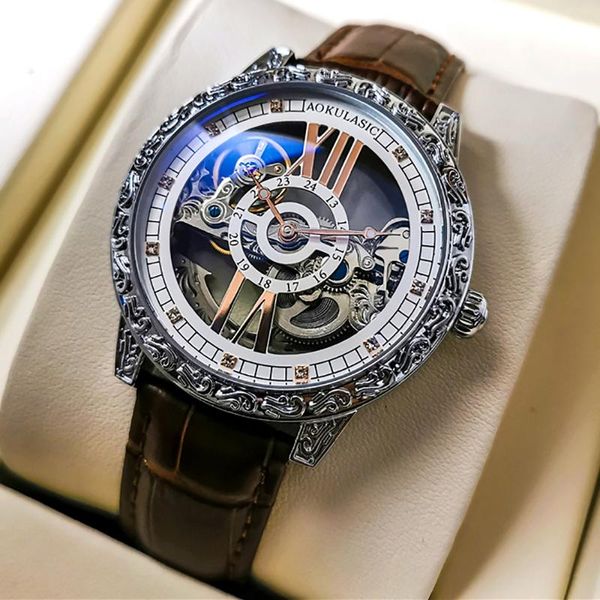 wristwatches aokulasic brand mens mechanical watches automatic luxury hollow out waterproof retro business wrist watch men reloj hombre, Slivery;brown
wristwatches aokulasic brand mens mechanical watches automatic luxury hollow out waterproof retro business wrist watch men reloj hombre, Slivery;brown