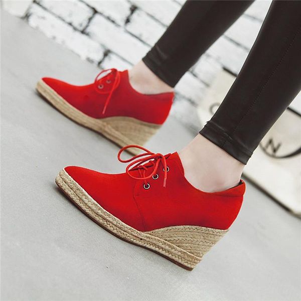 dress shoes wedge pumps for women platform high heels woman pointed toe lace up spring office red brown espadrilles mujer 43 44, Black
dress shoes wedge pumps for women platform high heels woman pointed toe lace up spring office red brown espadrilles mujer 43 44, Black