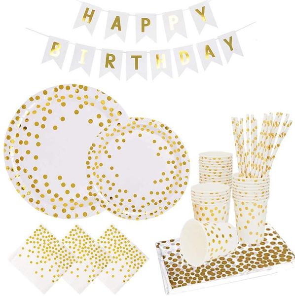 disposable dinnerware white gold party supplies paper dots tableware plates for wedding birthday baby shower graduation
disposable dinnerware white gold party supplies paper dots tableware plates for wedding birthday baby shower graduation