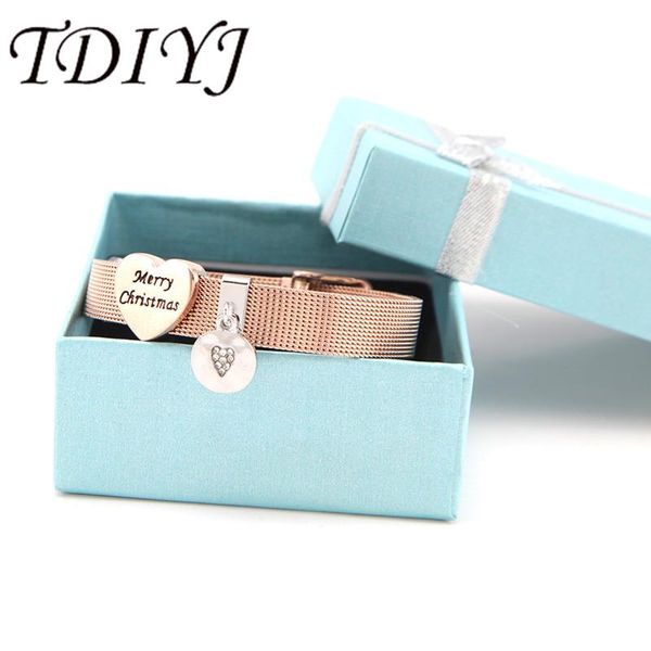 charm bracelets tdiyj gift box merry christmas heart dangle collection charms diy stainless steel mesh bracelet for women jewelry 1set, Golden;silver
charm bracelets tdiyj gift box merry christmas heart dangle collection charms diy stainless steel mesh bracelet for women jewelry 1set, Golden;silver