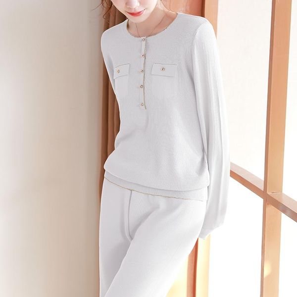 women's two piece pants ice silk knitted suit spring 2021 sports leisure fashion wide leg two-piece set foreign style, White
women's two piece pants ice silk knitted suit spring 2021 sports leisure fashion wide leg two-piece set foreign style, White