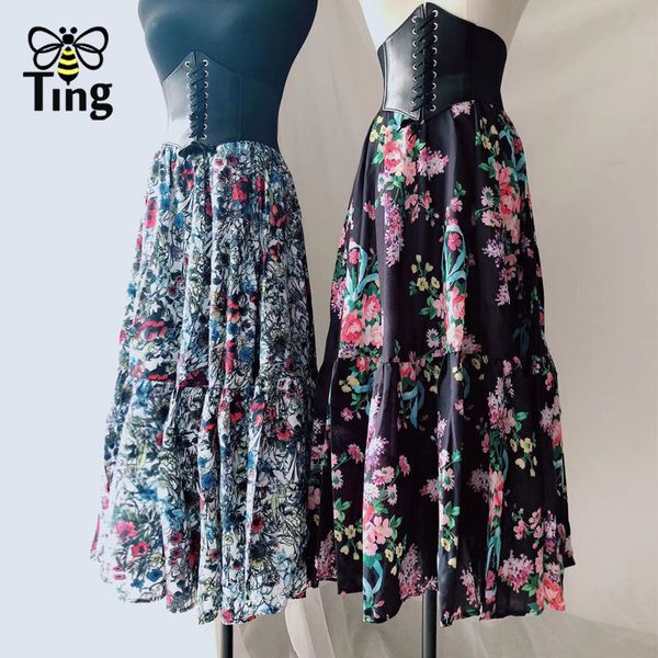 real pos women summer casual floral midi long skirts designer runway fashion chic a line with belt zanzea za 210513, Black
real pos women summer casual floral midi long skirts designer runway fashion chic a line with belt zanzea za 210513, Black