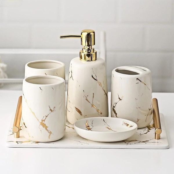 bath accessory set soap dispenser marble lotion liquid pump bottle refillable shampoo container decorative hand ceramics jar for bathroom
bath accessory set soap dispenser marble lotion liquid pump bottle refillable shampoo container decorative hand ceramics jar for bathroom