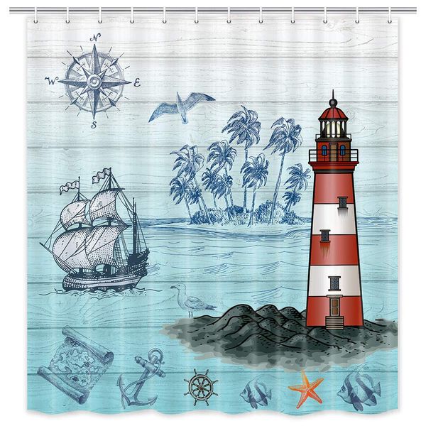 rustic nautical shower curtain, tropical ocean beach sailboat anchor map lighthouse palm tree scenery, omber teal waterproof
rustic nautical shower curtain, tropical ocean beach sailboat anchor map lighthouse palm tree scenery, omber teal waterproof