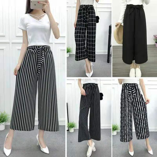 wide leg 4xl women capris max 100 kg can wear plaid loose large size casual stripes elastic streamers pant, Black;white
wide leg 4xl women capris max 100 kg can wear plaid loose large size casual stripes elastic streamers pant, Black;white