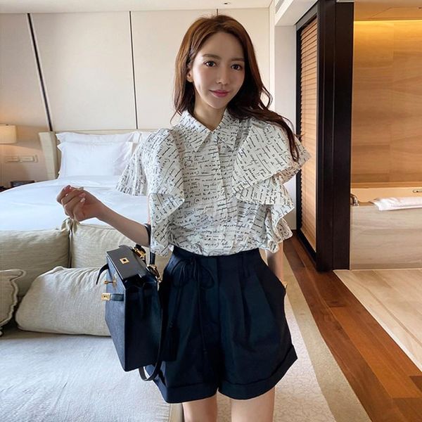 summer elegant ruffles short sleeve character women shirt blouses turn down collar office blouse female shirts women's, White
summer elegant ruffles short sleeve character women shirt blouses turn down collar office blouse female shirts women's, White
