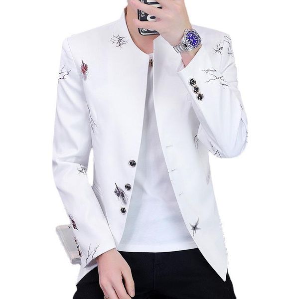 men's suits & blazers hoo 2021 autumn handsome slim-fit printed suit jackets teenagers casual stand collar blazer, White;black
men's suits & blazers hoo 2021 autumn handsome slim-fit printed suit jackets teenagers casual stand collar blazer, White;black