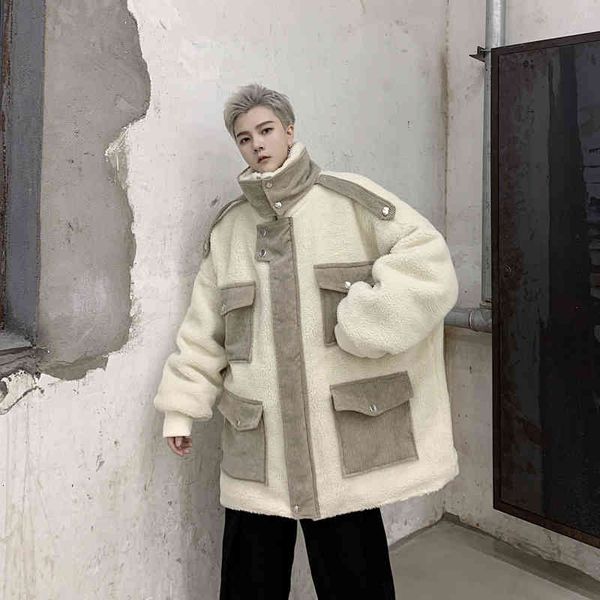 men's spelling corduroy more pocket snow jackets loose lamb wool coat in warm parkas cotton-padded clothes windbreaker 210524, Black
men's spelling corduroy more pocket snow jackets loose lamb wool coat in warm parkas cotton-padded clothes windbreaker 210524, Black