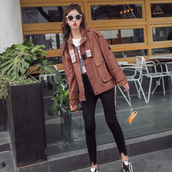 women's jackets tooling short coat female 2021 spring and autumn korean style fashion casual stand collar loose lazy solid color, Black;brown
women's jackets tooling short coat female 2021 spring and autumn korean style fashion casual stand collar loose lazy solid color, Black;brown