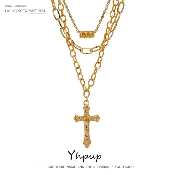 pendant necklaces yhpup stainless steel cross necklace for women golden metal layered collar statement jewelry party gift, Silver
pendant necklaces yhpup stainless steel cross necklace for women golden metal layered collar statement jewelry party gift, Silver