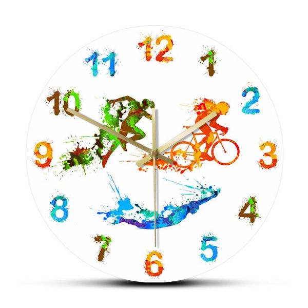 triathlon splash paint art printed wall clock for living room swimming cycling running triathlete home décor watch clocks
triathlon splash paint art printed wall clock for living room swimming cycling running triathlete home décor watch clocks