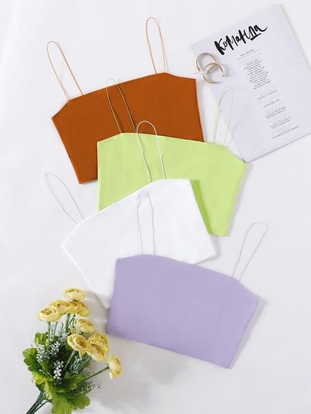 4pcs solid cami 88l4#, White