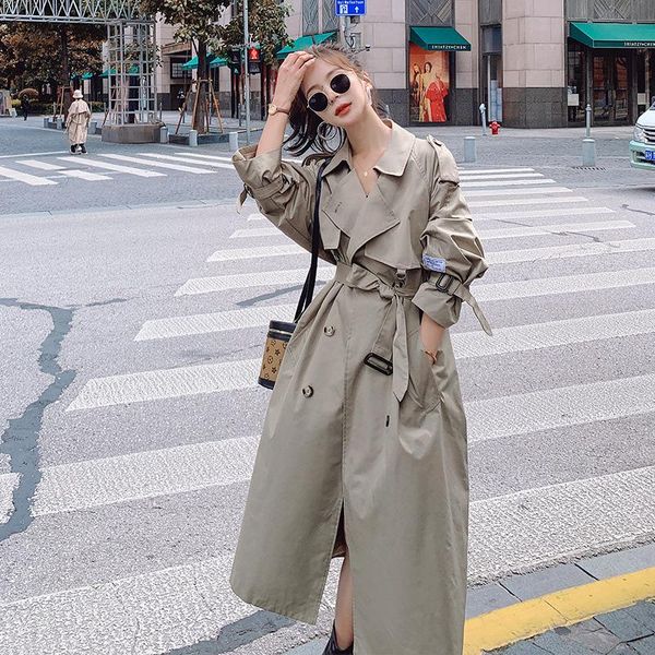 women's trench coats coat female spring autumn korean long lapel temperament windbreaker loose casual ladies cloak commute jacket, Tan;black
women's trench coats coat female spring autumn korean long lapel temperament windbreaker loose casual ladies cloak commute jacket, Tan;black