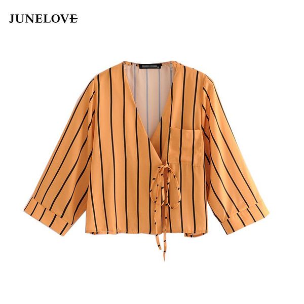women's blouses & shirts junelove 2021 spring striped yellow women shirt v-neck lacing up long sleeves blouse casual pocket female, White
women's blouses & shirts junelove 2021 spring striped yellow women shirt v-neck lacing up long sleeves blouse casual pocket female, White