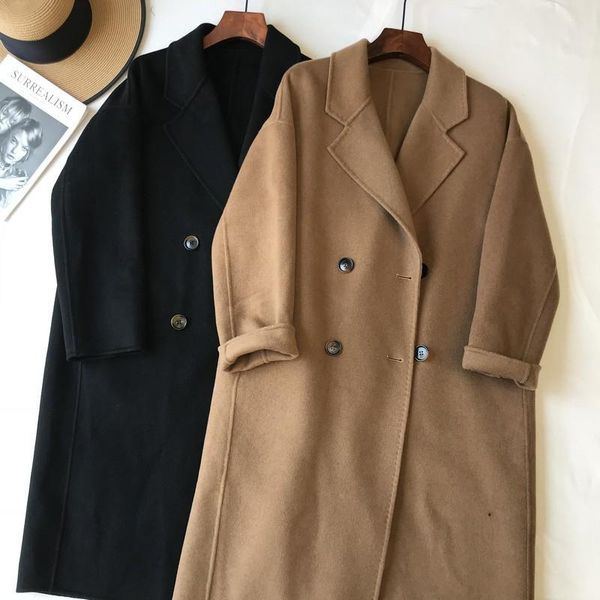 women's wool & blends mm family suit collar double breasted double-sided tweed coat middle and long autumn winter jl1501, Black
women's wool & blends mm family suit collar double breasted double-sided tweed coat middle and long autumn winter jl1501, Black