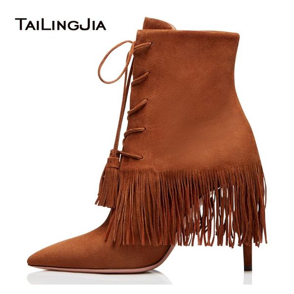 boots woman fringe bright brown pointed ankle supper tassles high heel lace up short ladies fashion shoes, Black
boots woman fringe bright brown pointed ankle supper tassles high heel lace up short ladies fashion shoes, Black