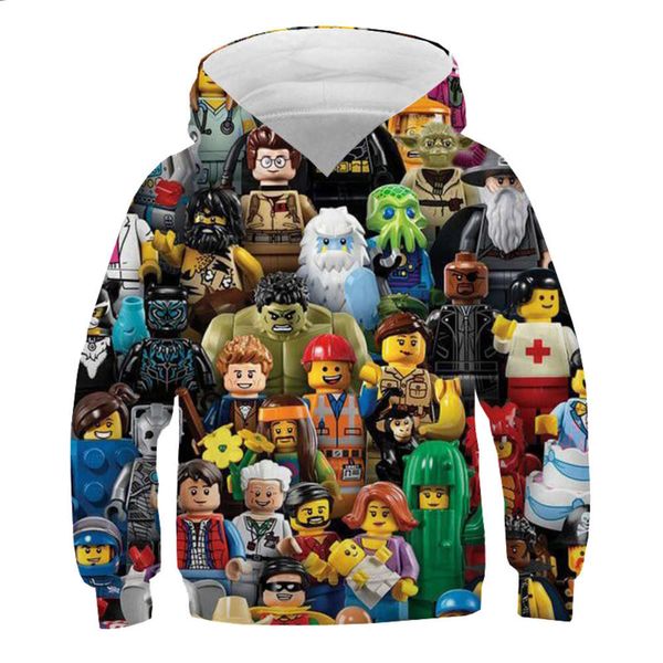 children's lego building block hero 3d children's sweater men's middle school pullover hoodie women's, Black
children's lego building block hero 3d children's sweater men's middle school pullover hoodie women's, Black