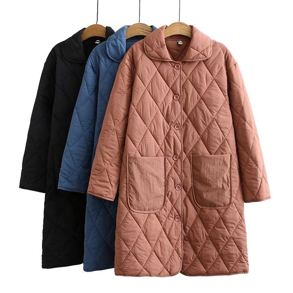 women's down & parkas thick cotton coat winter plus size korean casual long thin loose parka hooded jacket shirt big pocket outerwear f, Black 
women's down & parkas thick cotton coat winter plus size korean casual long thin loose parka hooded jacket shirt big pocket outerwear f, Black