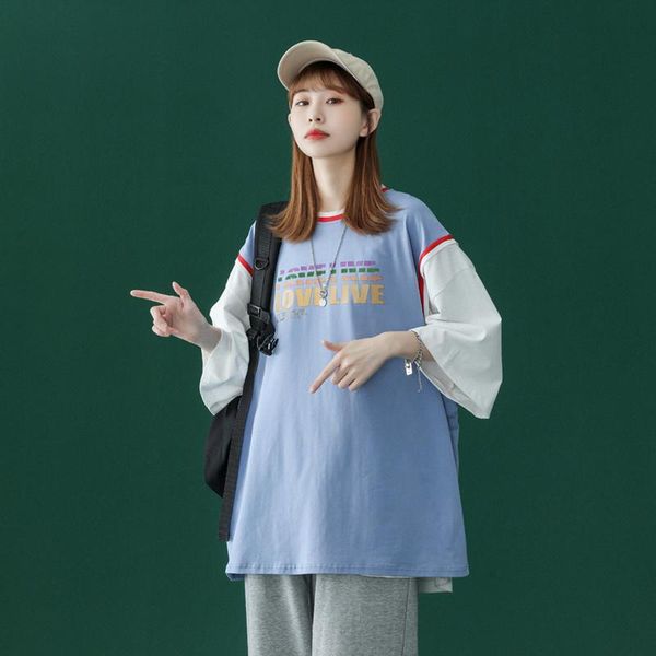 women's t-shirt henchiry women summer fashion casual short sleeve simple fake two loose men neutral style half basketball top, White
women's t-shirt henchiry women summer fashion casual short sleeve simple fake two loose men neutral style half basketball top, White