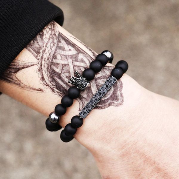 beaded, strands 2pcs/set men crown bracelet black stone beads bracelets mens jewellery friends gift elastic rope pulsera hombre jewelry
beaded, strands 2pcs/set men crown bracelet black stone beads bracelets mens jewellery friends gift elastic rope pulsera hombre jewelry