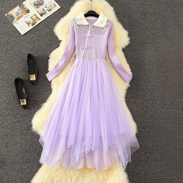 casual dresses 2021 autumn and winter design dress temperament fashion doll collar women long sleeve knit mesh patchwork vestidos y1159, Black;gray
casual dresses 2021 autumn and winter design dress temperament fashion doll collar women long sleeve knit mesh patchwork vestidos y1159, Black;gray