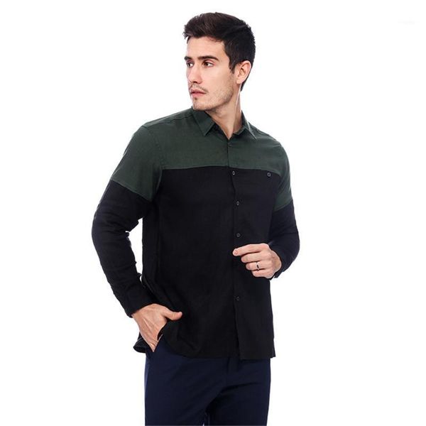 men's long sleeve linen splice casual shirt regular-fit turn-down collar work shirts male single-breasted leisure, White;black
men's long sleeve linen splice casual shirt regular-fit turn-down collar work shirts male single-breasted leisure, White;black