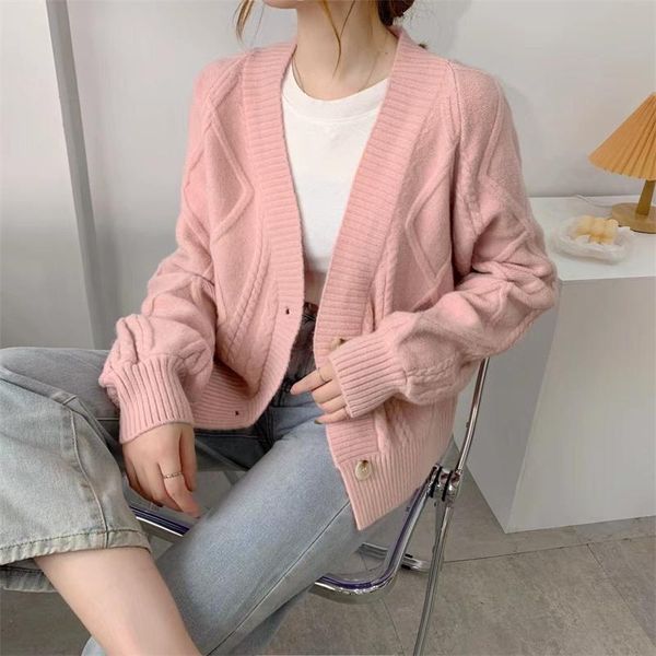 women's knits & tees lady outwear casual jacket women autumn winter loose lazy v-neck sweater twist knit cardigan pull femme coat, White
women's knits & tees lady outwear casual jacket women autumn winter loose lazy v-neck sweater twist knit cardigan pull femme coat, White