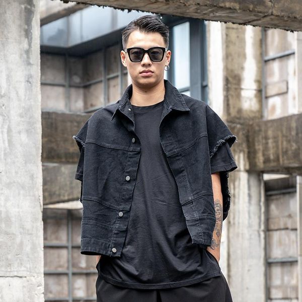 men's vests autumn black denim vest fashion retro casual men japanese streetwear loose hip-hop sleeveless jacket mens, Black;white
men's vests autumn black denim vest fashion retro casual men japanese streetwear loose hip-hop sleeveless jacket mens, Black;white
