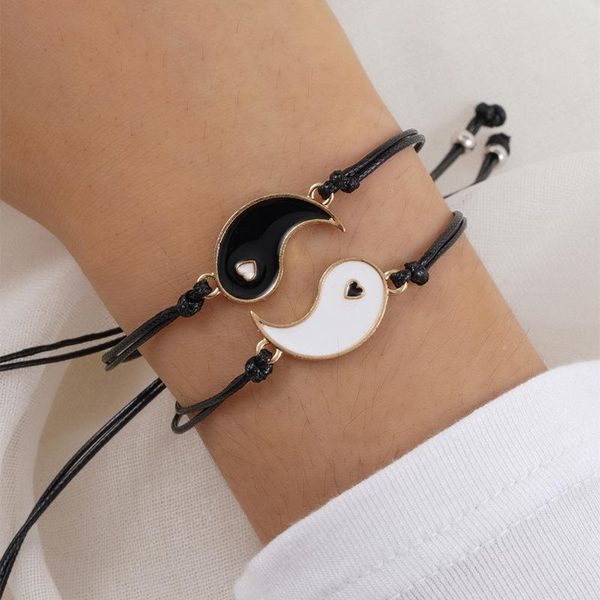 link, chain couple bracelet jewelry alloy dripping heart shape yin yang gossip tai chi gift, Black
link, chain couple bracelet jewelry alloy dripping heart shape yin yang gossip tai chi gift, Black