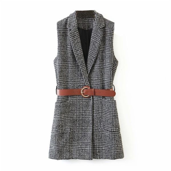 autumn women plaid vest jackets coats sleeveless belt pockets casual waistcoat female knitting outerwear clothes 210513, Black;white
autumn women plaid vest jackets coats sleeveless belt pockets casual waistcoat female knitting outerwear clothes 210513, Black;white