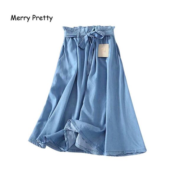 merry pretty summer women tencel blue skirt casual ruffle waist waistband bowknot thin jeans skirts denim a-line long saias s-xl, Black
merry pretty summer women tencel blue skirt casual ruffle waist waistband bowknot thin jeans skirts denim a-line long saias s-xl, Black