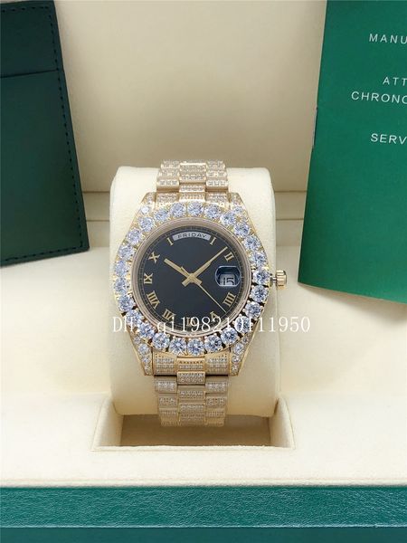 luxury u1 factory 7 style full diamond black dail president day-date watch 128238 128239 sapphire big diamond bezel 43mm 18k gold men automa, Slivery;brown
luxury u1 factory 7 style full diamond black dail president day-date watch 128238 128239 sapphire big diamond bezel 43mm 18k gold men automa, Slivery;brown