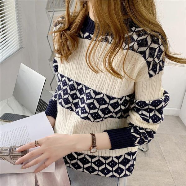 women's sweaters round neck striped color-blocking knitted sweater women autumn and winter long-sleeved pullover bottoming shirt, White;black
women's sweaters round neck striped color-blocking knitted sweater women autumn and winter long-sleeved pullover bottoming shirt, White;black