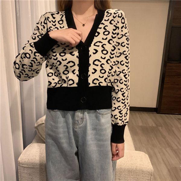 women's sweaters korean leopard cut-out cardigan sweater girly spring chic with low-necked vintage long sleeve women's 0o6x, White;black
women's sweaters korean leopard cut-out cardigan sweater girly spring chic with low-necked vintage long sleeve women's 0o6x, White;black
