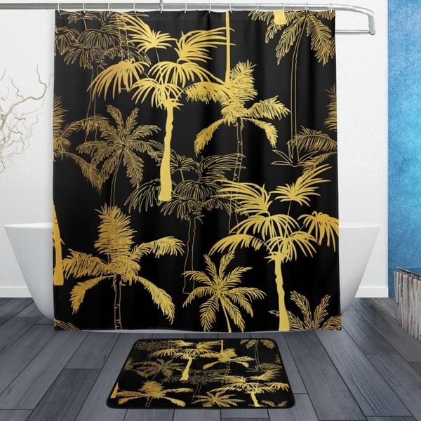 shower curtains golden black palm tree waterproof polyester fabric curtain with hooks doormat bath floor mat bathroom home decor
shower curtains golden black palm tree waterproof polyester fabric curtain with hooks doormat bath floor mat bathroom home decor