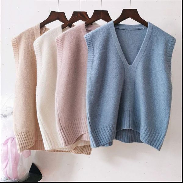 fashionable solid color v women sweaters neck vest loose sleeveless simple commuter undecorated knitted femal spring, White;black
fashionable solid color v women sweaters neck vest loose sleeveless simple commuter undecorated knitted femal spring, White;black