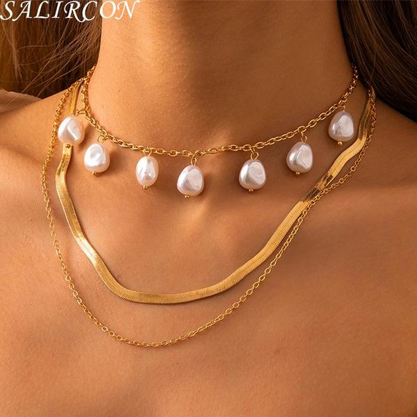 pendant necklaces baroque simulated pearls necklace women punk flat blade snake chains choker fashion layered collier jewelry, Silver
pendant necklaces baroque simulated pearls necklace women punk flat blade snake chains choker fashion layered collier jewelry, Silver