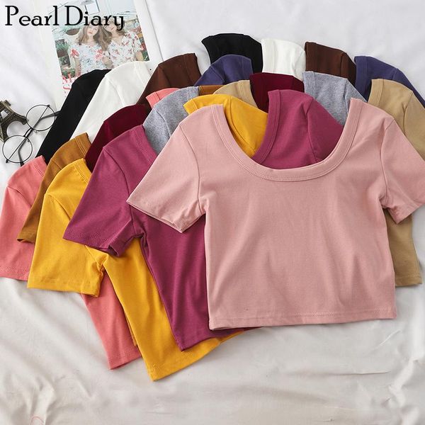 women's t-shirt pearl diary knit cotton crop tee summer scoop front and back neck slim fitted going out for women, White
women's t-shirt pearl diary knit cotton crop tee summer scoop front and back neck slim fitted going out for women, White
