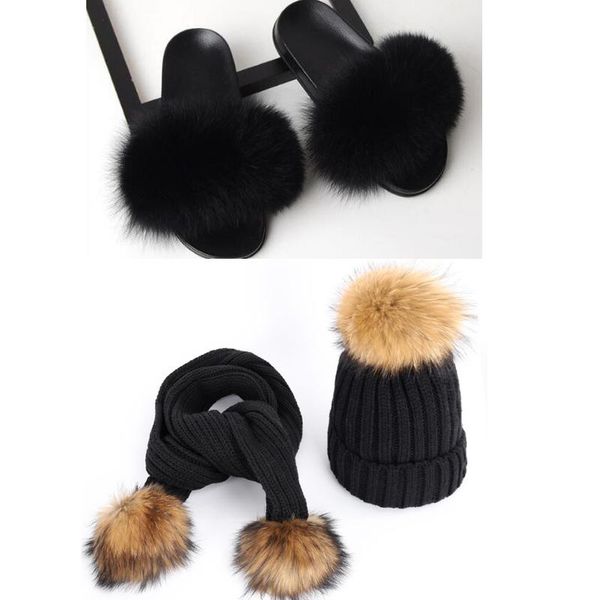 slippers ladies raccoon ball hat scarf fur set winter outdoor warm fluffy plush slides suit furry flip flops gift, Black
slippers ladies raccoon ball hat scarf fur set winter outdoor warm fluffy plush slides suit furry flip flops gift, Black