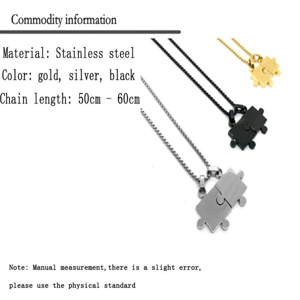 pendant necklaces black statement necklace male accessories double puzzle men stainless steel charms jewelry chain gold, Silver
pendant necklaces black statement necklace male accessories double puzzle men stainless steel charms jewelry chain gold, Silver