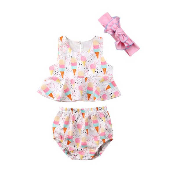 ice cream printed newborn baby girls clothes sets sleeveless vest shorts briefs headband 3pcs outfits clothes, White
ice cream printed newborn baby girls clothes sets sleeveless vest shorts briefs headband 3pcs outfits clothes, White