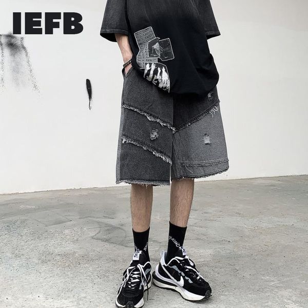 men's shorts iefb high street irregular grey patchwork denim zipper causal hip hop fashion 2021 summer 9y8093, White;black
men's shorts iefb high street irregular grey patchwork denim zipper causal hip hop fashion 2021 summer 9y8093, White;black