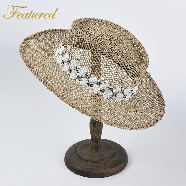 spring and summer concave straw hat women korean fashion lace sunscreen sun panama women's wide brim hats, Blue;gray 
spring and summer concave straw hat women korean fashion lace sunscreen sun panama women's wide brim hats, Blue;gray