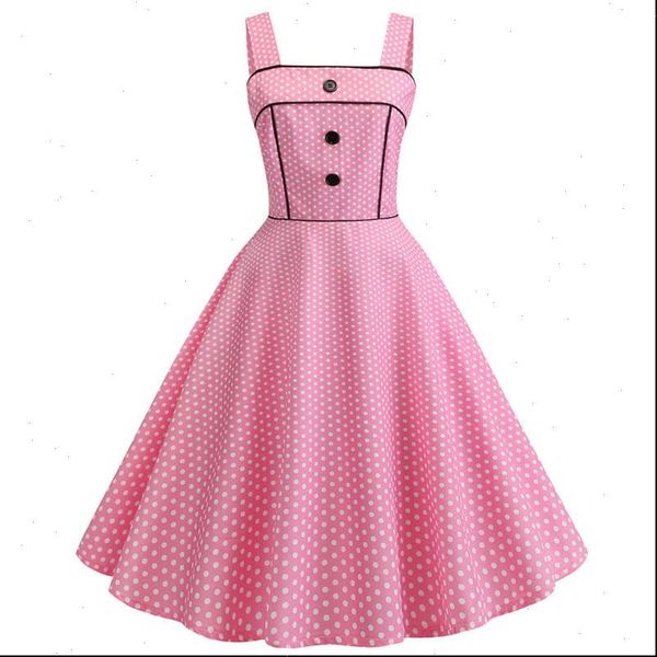 vintage pink polka dot womens dress summer retro spaghetti strap party pin up rockabilly plus size robe femme, Black;gray
vintage pink polka dot womens dress summer retro spaghetti strap party pin up rockabilly plus size robe femme, Black;gray
