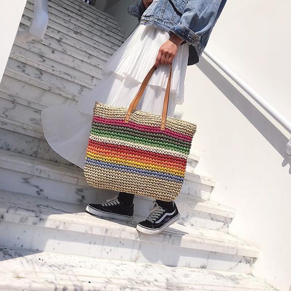 evening bags straw bag women hand-woven hand shoulder shopping big capacity drawstring rainbow handbag casual travel beach
evening bags straw bag women hand-woven hand shoulder shopping big capacity drawstring rainbow handbag casual travel beach
