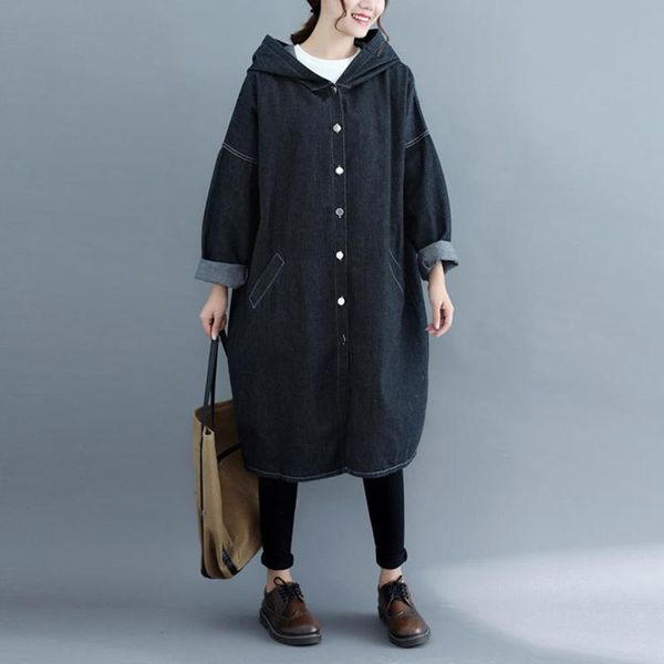 women spring fall korean style mid-long single breasted coat lady solid color large size casual loose hooded denim trenchfc981 women's, Tan;black
women spring fall korean style mid-long single breasted coat lady solid color large size casual loose hooded denim trenchfc981 women's, Tan;black