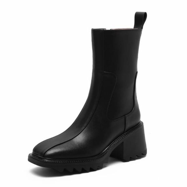 New Women Mid Calf Boots Real Leather Square Heel Women Winter Shoes Fashion Ladies Shoes Women Footwear Size 34-40, Black
New Women Mid Calf Boots Real Leather Square Heel Women Winter Shoes Fashion Ladies Shoes Women Footwear Size 34-40, Black